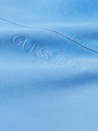 Guess USA - Distressed Logo-Embroidered Cotton-Jersey Sweatshirt - Blue