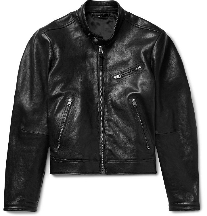 Photo: TOM FORD - Slim-Fit Leather Biker Jacket - Black