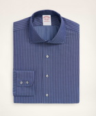 Brooks Brothers Men's Madison Relaxed-Fit Dress Shirt, Dobby English Collar Stripe | Navy
