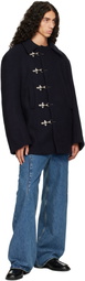 VETEMENTS Navy Fireman Hooks Caban Jacket