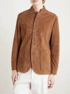 Eleventy - Slim-Fit Mandarin Collar Suede Jacket - Brown