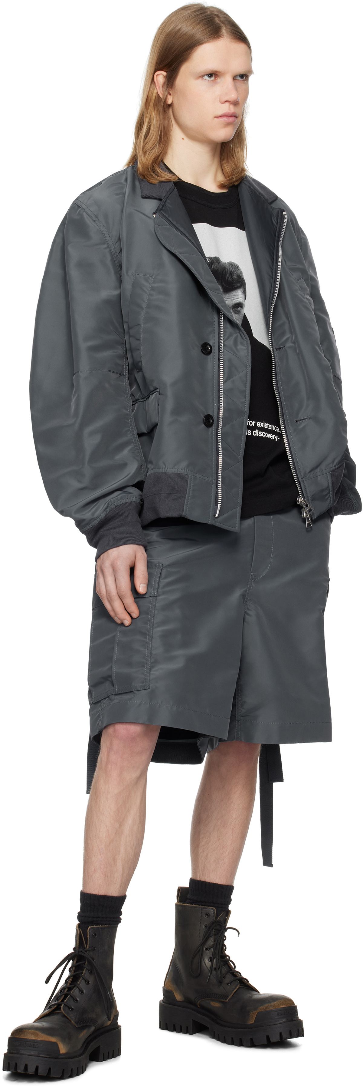 sacai Blue Nylon Twill Bomber Jacket Sacai sacai Blue Nylon Twill Bomber Jacket Sacai
