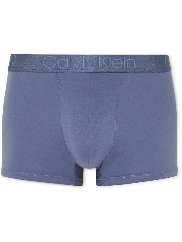 Photo: CALVIN KLEIN UNDERWEAR - Stretch Modal and Cotton-Blend Boxer Briefs - Blue