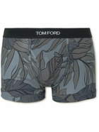 TOM FORD - Floral-Print Stretch-Cotton Boxer Briefs - Gray