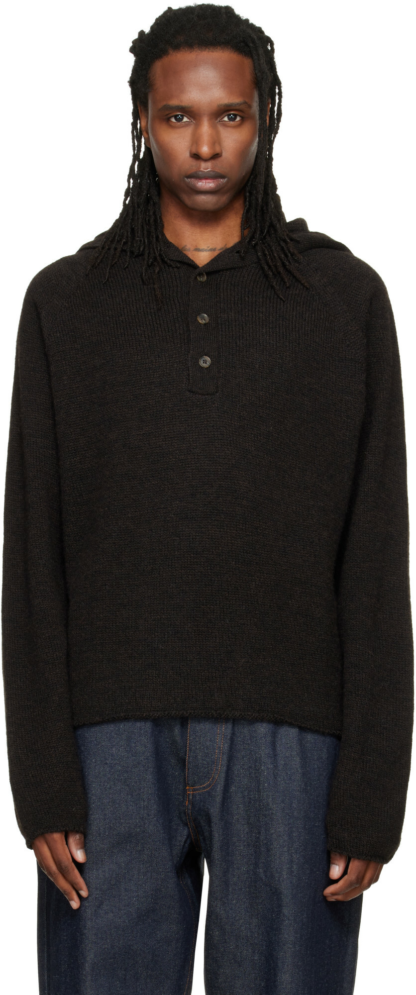 YMC Brown Runaway Neck Sweater
