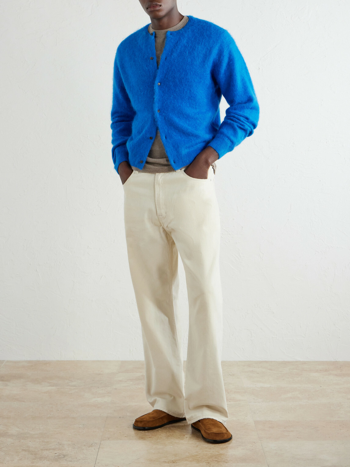 Auralee - Garment-Dyed Alpaca Cardigan - Blue