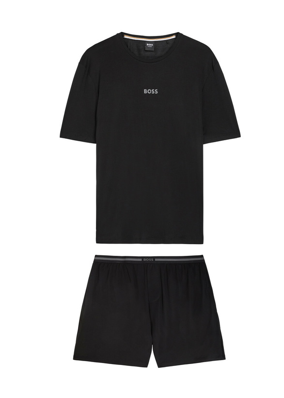 Photo: Boss Ultralight Logo Stretch-jersey T-shirt and Short set Black