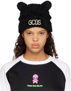 GCDS Black Teddy Ear Beanie