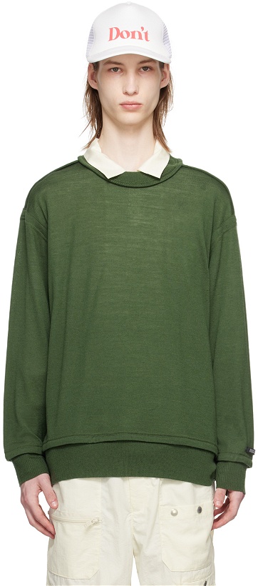 Photo: UNDERCOVER Green Exposed Seam Sweater