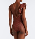 Johanna Ortiz Ruffled printed swimsuit