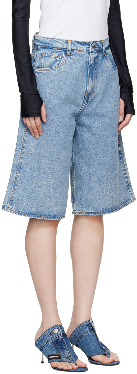 Coperni Blue Faded Denim Shorts