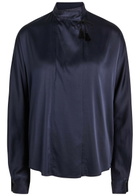 Forte_forte Wrap-front Stretch-silk Blouse Dark Blue