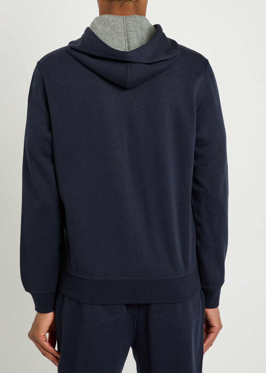 Brunello Cucinelli Hooded Cotton-blend Sweatshirt Navy