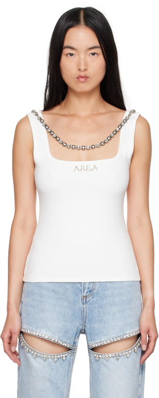 Photo: AREA White 'AREA' Nameplate Tank Top