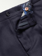 Etro - Tapered Pleated Wool-Blend Twill Trousers - Blue