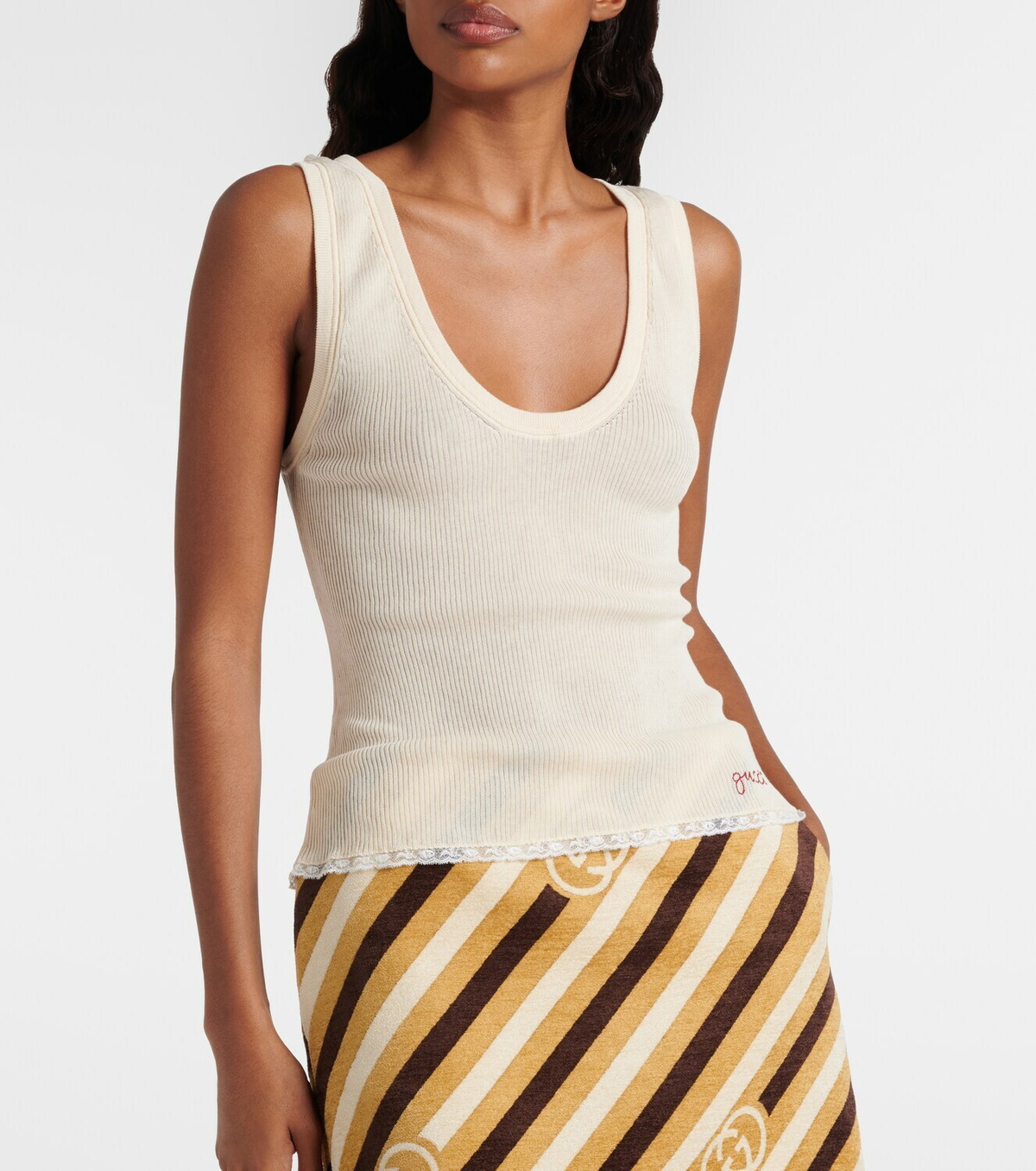 Gucci Ribbed-knit cotton tank top