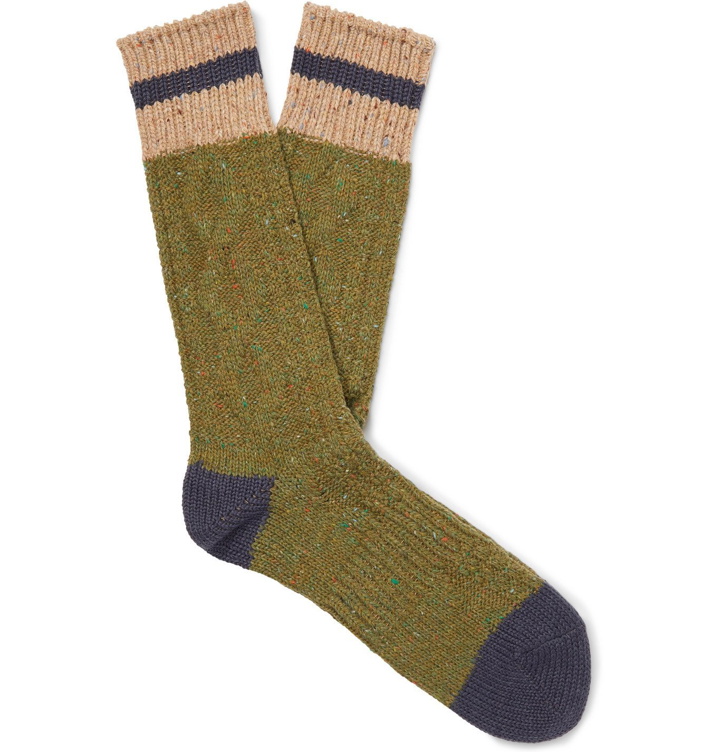 Photo: Anonymous Ism - Mélange Cable-Knitted Socks - Green