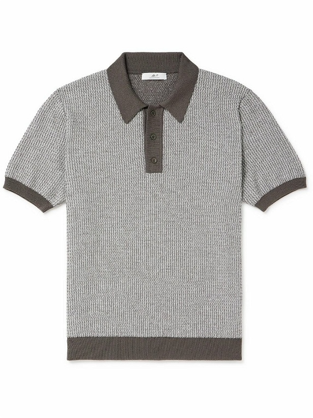 Photo: Mr P. - Open-Knit Merino Wool-Jacquard Polo Shirt - Brown