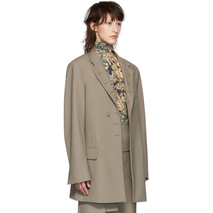 Rokh Beige Oversized Buttonhole Blazer Rokh