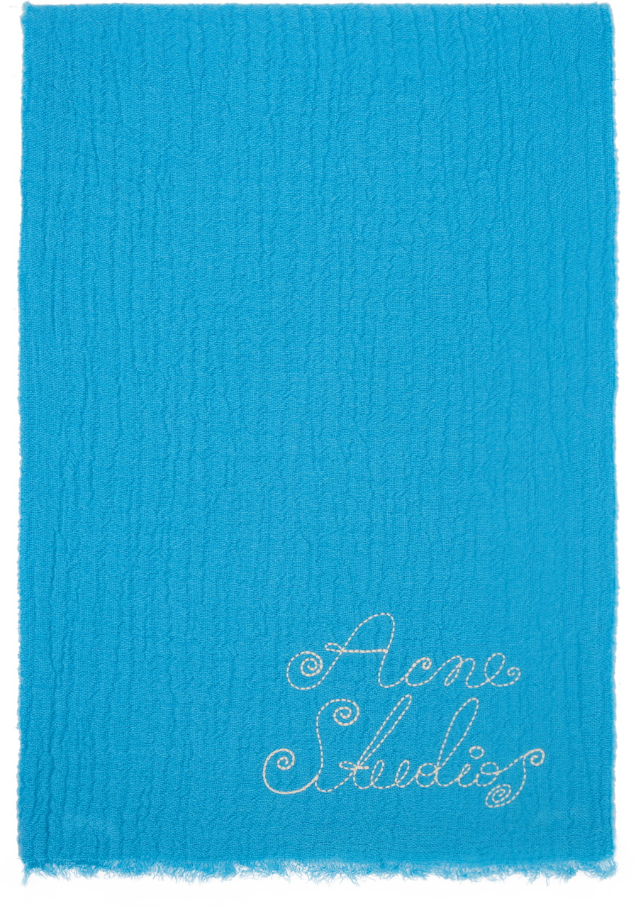 Acne Studios Blue Embroidered Scarf Acne Studios