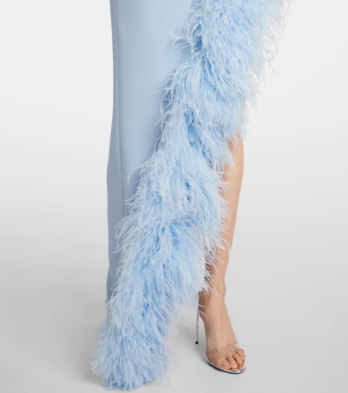 david koma blue feather dress David Koma Blue Feather Mini Dress with Split Detail Size FR 34 (UK 6)   Sellier