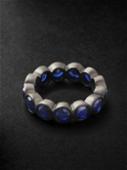 42 Suns - Small 14-Karat Blackened Gold Laboratory-Grown Sapphire Eternity Ring - Blue