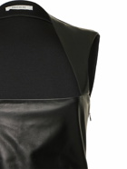 GAUCHERE - Leather & Fabric Square Neck Midi Dress