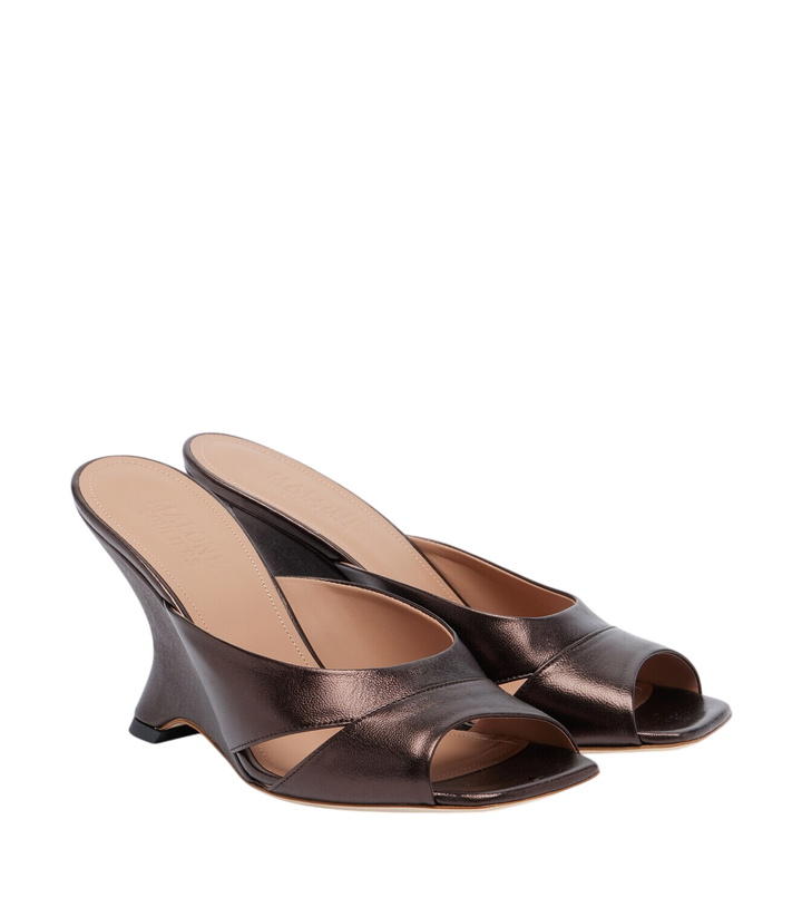 Photo: Malone Souliers Lourdes metallic leather wedge mules