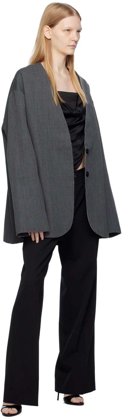 Subtle Le Nguyen Gray Collarless Blazer