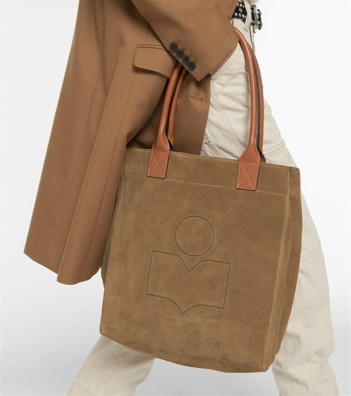 Yenky small leather-trimmed suede tote
