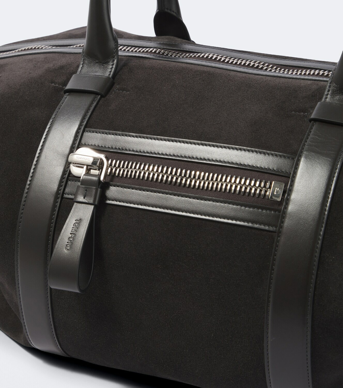 Tom Ford Buckley leather-trimmed suede duffel bag