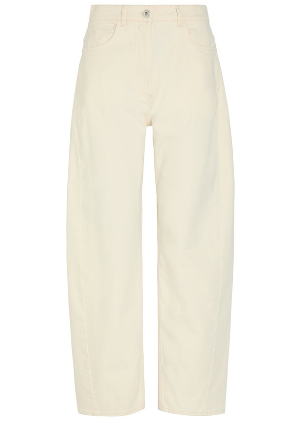 Photo: Another Tomorrow Curved Barrel-leg Jeans Beige