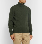 MAN 1924 - Serpentine Mélange Shetland Wool Rollneck Sweater - Green