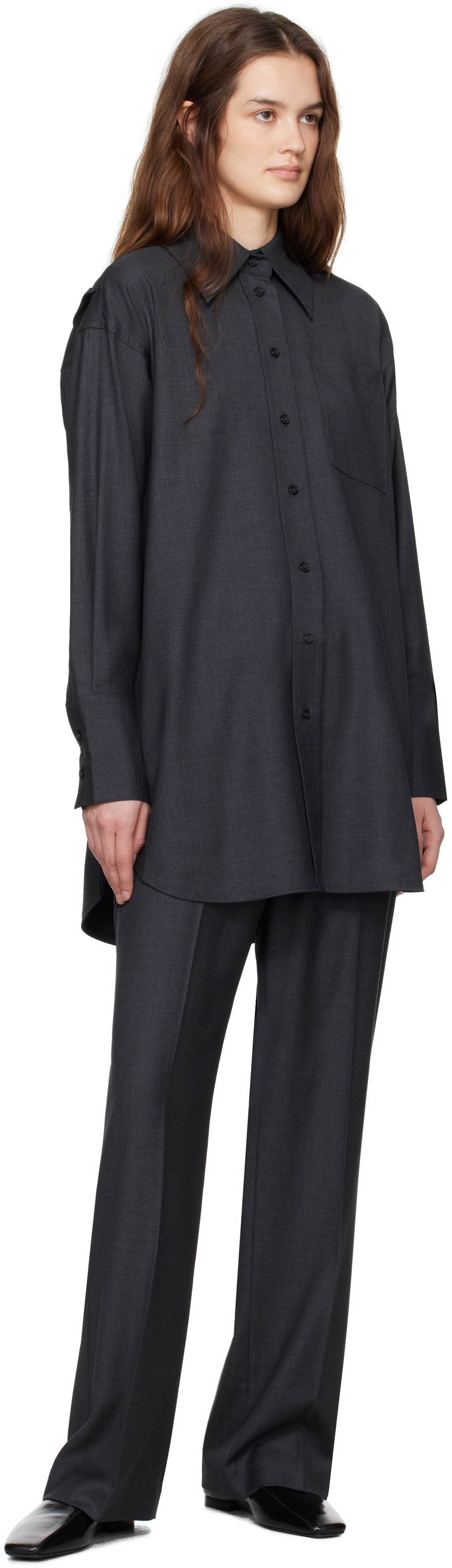 CO Gray Melange Button Down Shirt