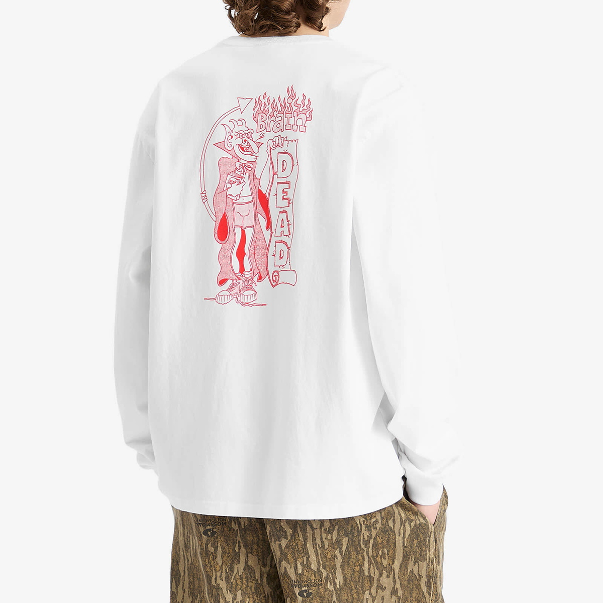 Brain Dead Men's Judgement Long Sleeve T-Shirt in White