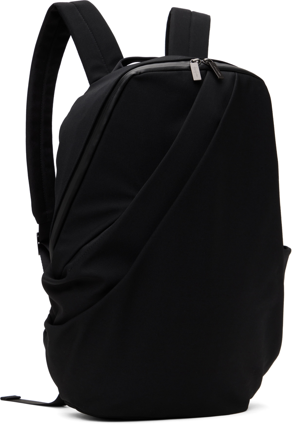 YOHJI YAMAMOTO Black Wool Gabardine Nylon Tuck Backpack Yohji Yamamoto