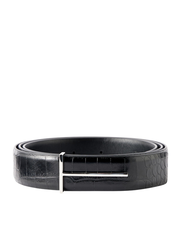 Photo: TOM FORD - 2.5 cm Croc-Effect Leather Belt - Black