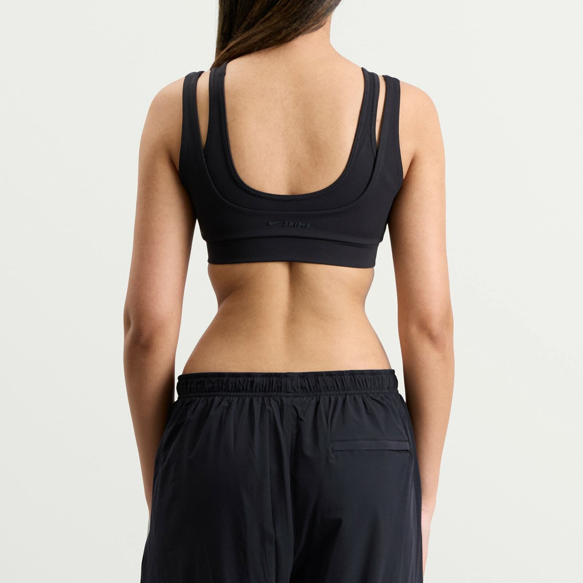 Nike Women's x SKIMS Matte Double Strap Scoop Bra in Obsidian