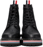 Thom Browne Black Longwing Hiking Sole Stripe Lace-Up Boots