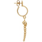 Emanuele Bicocchi Gold Single Skull and Feather Hoop Earring