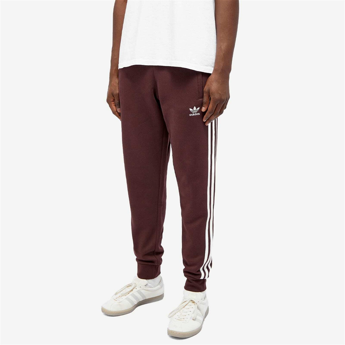adidas Originals 3 Stripe sweatpants in brown
