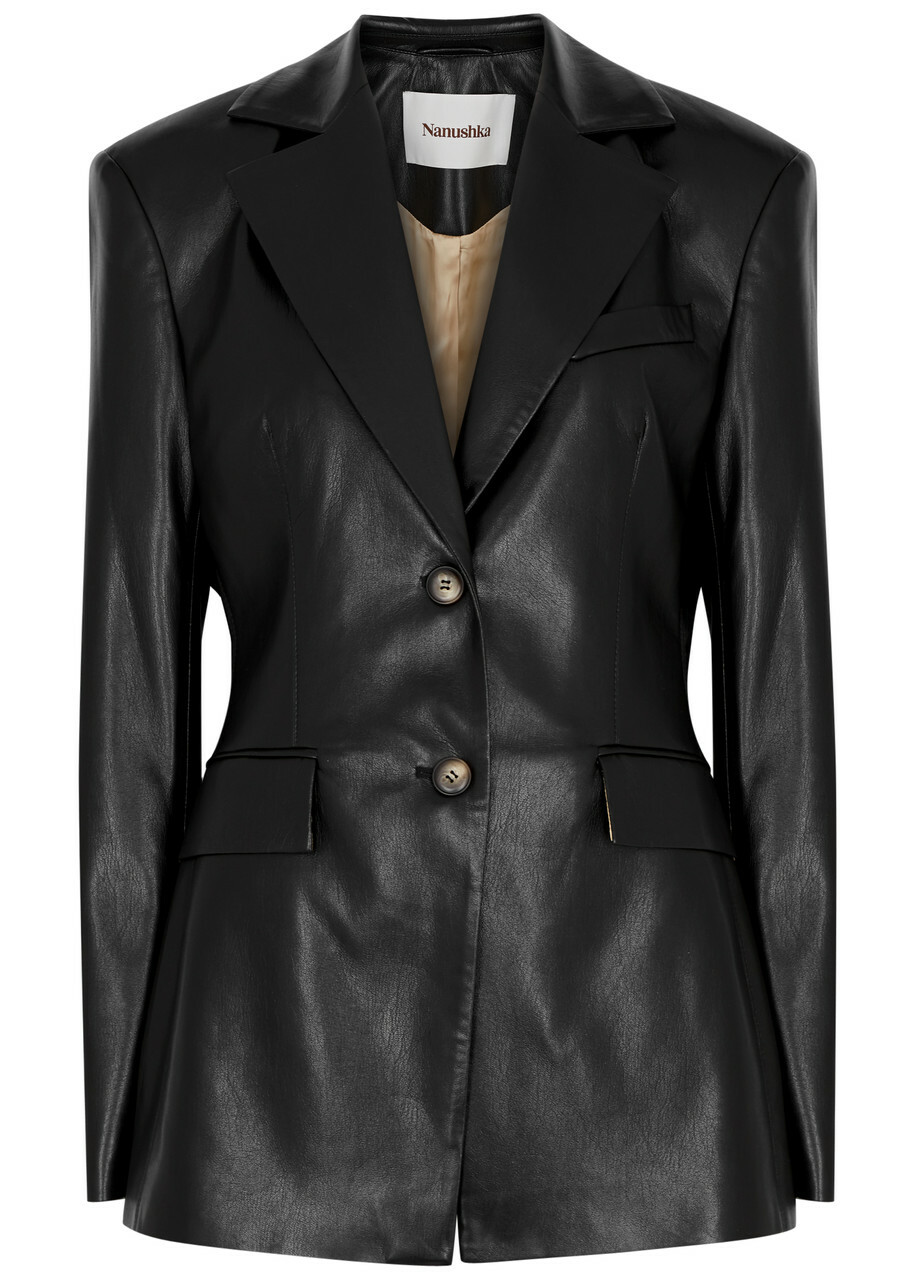 Nanushka Hathi Faux Leather Blazer Black