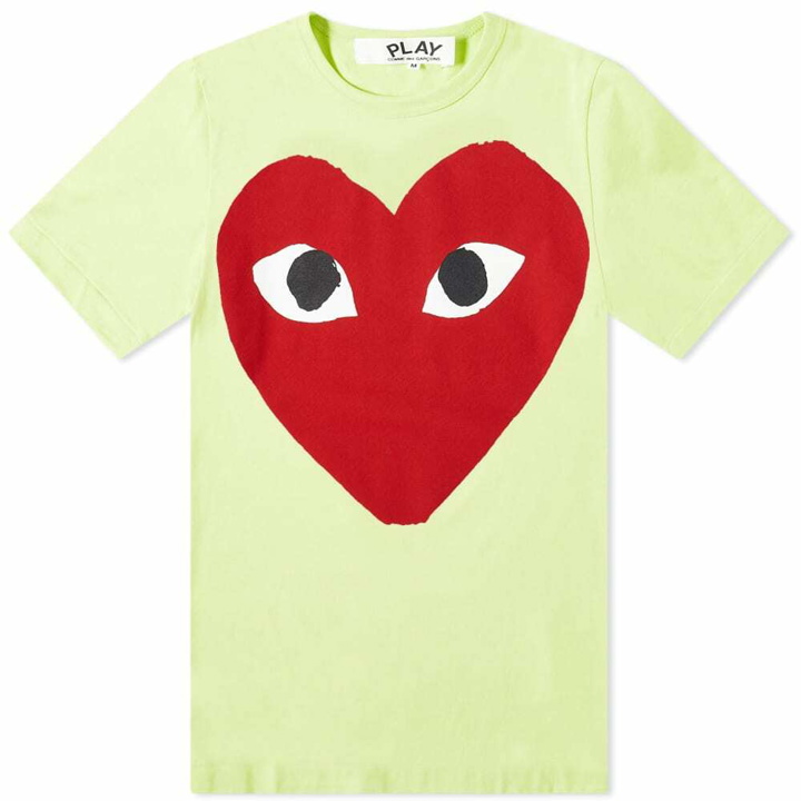 Photo: Comme des Garçons Play Men's Red Heart Logo T-Shirt in Green