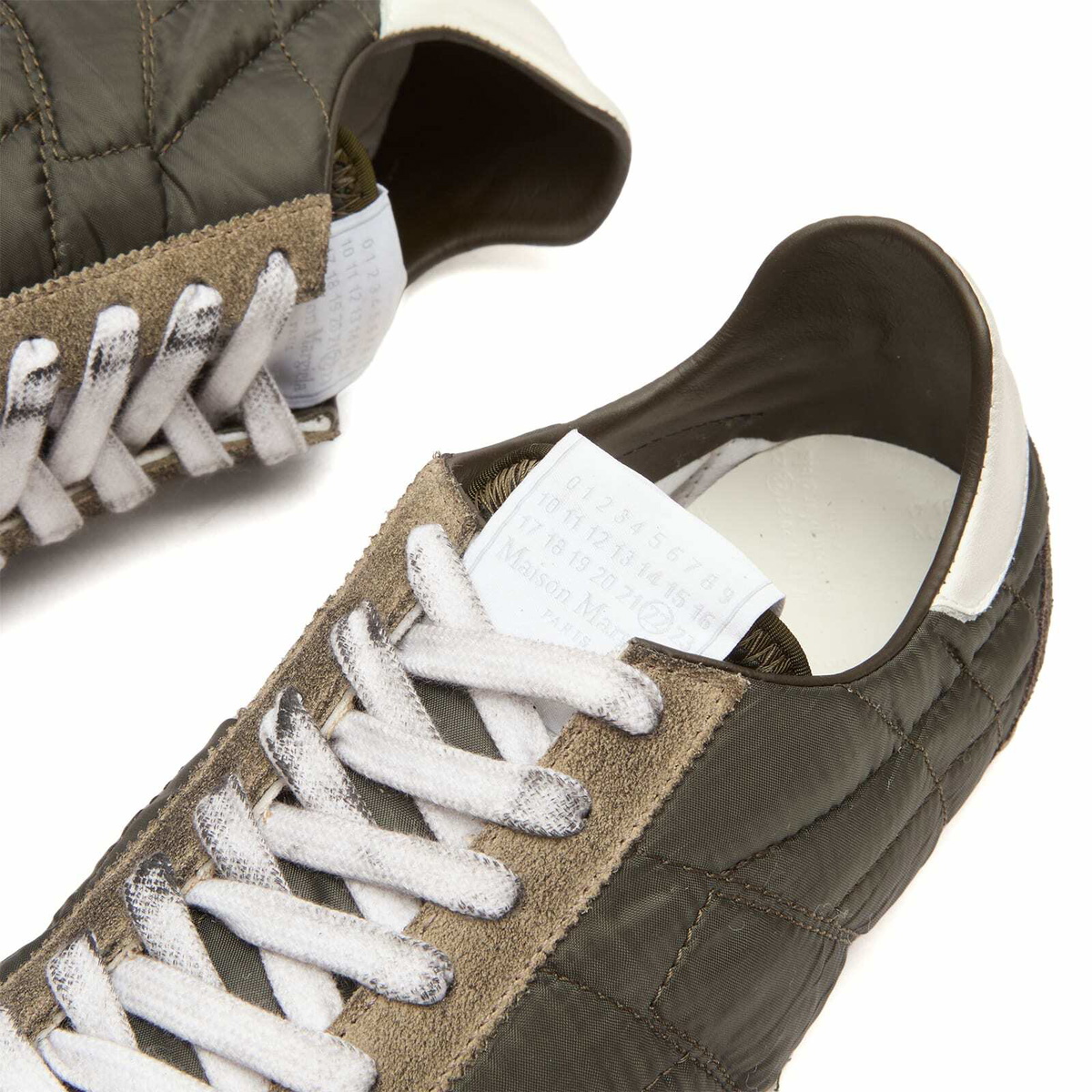 Maison Margiela Women's Low Top Sprinter Sneakers in Dark Green/White/Grey