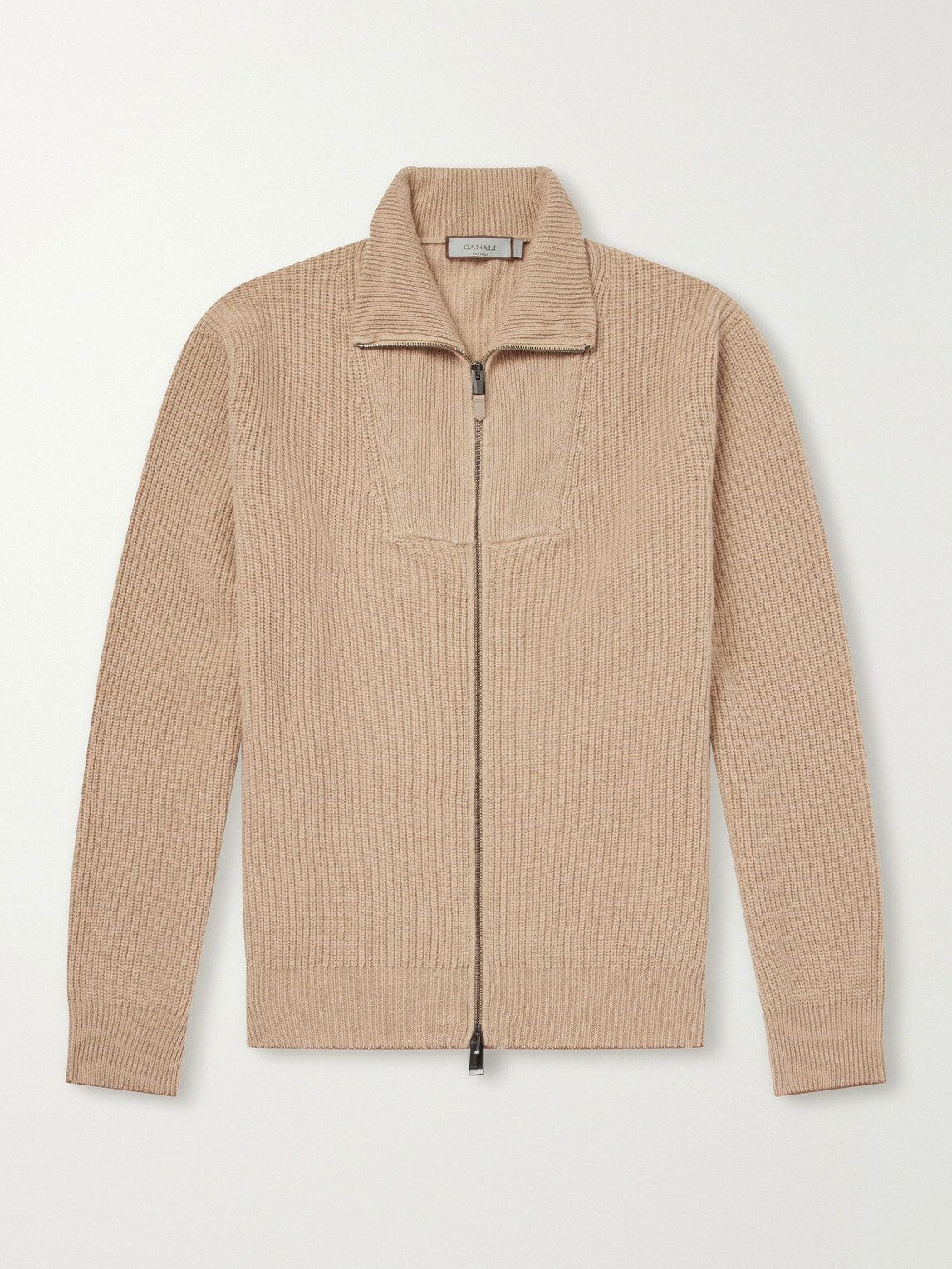 Canali - Wool and Cashmere-Blend Zip-Up Sweater - Neutrals
