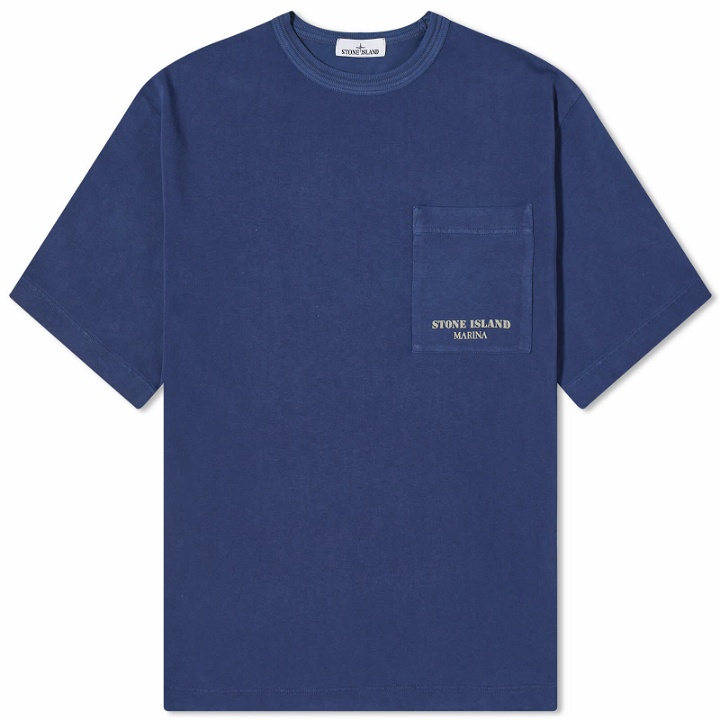 Photo: Stone Island Men's Marina Logo Pocket T-Shirt in Royal Blue