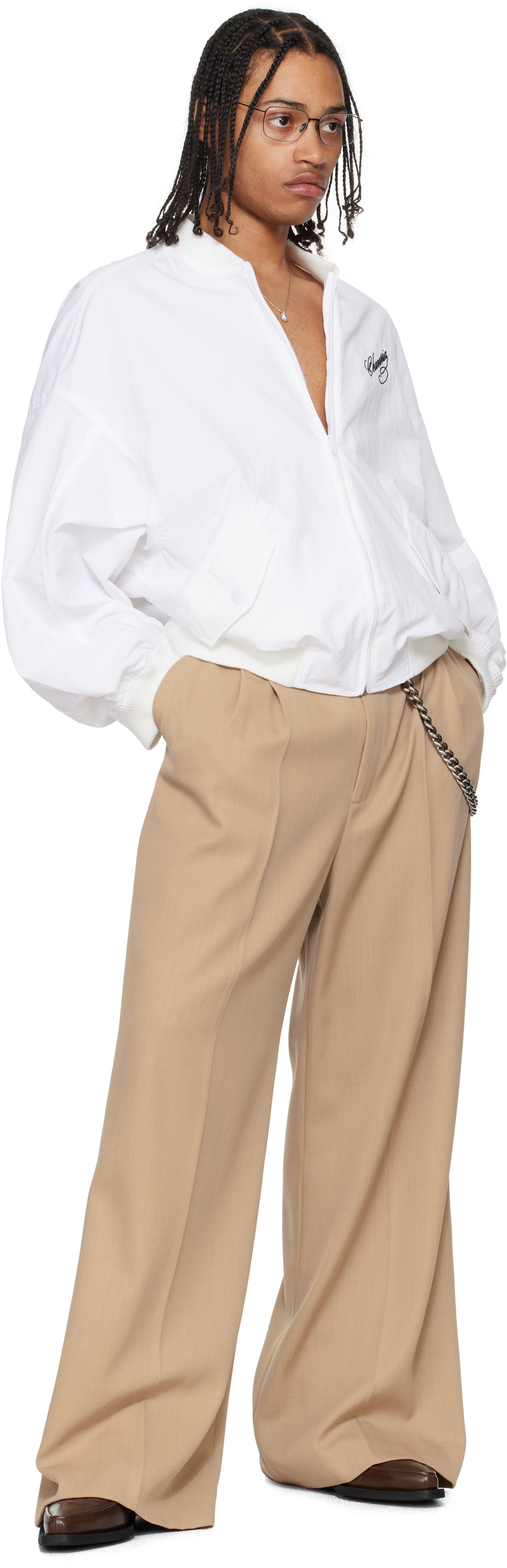 WILLY CHAVARRIA White Track Bomber Jacket