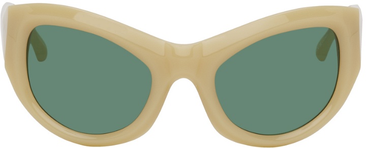 Photo: Dries Van Noten SSENSE Exclusive Beige Linda Farrow Edition Goggle Sunglasses