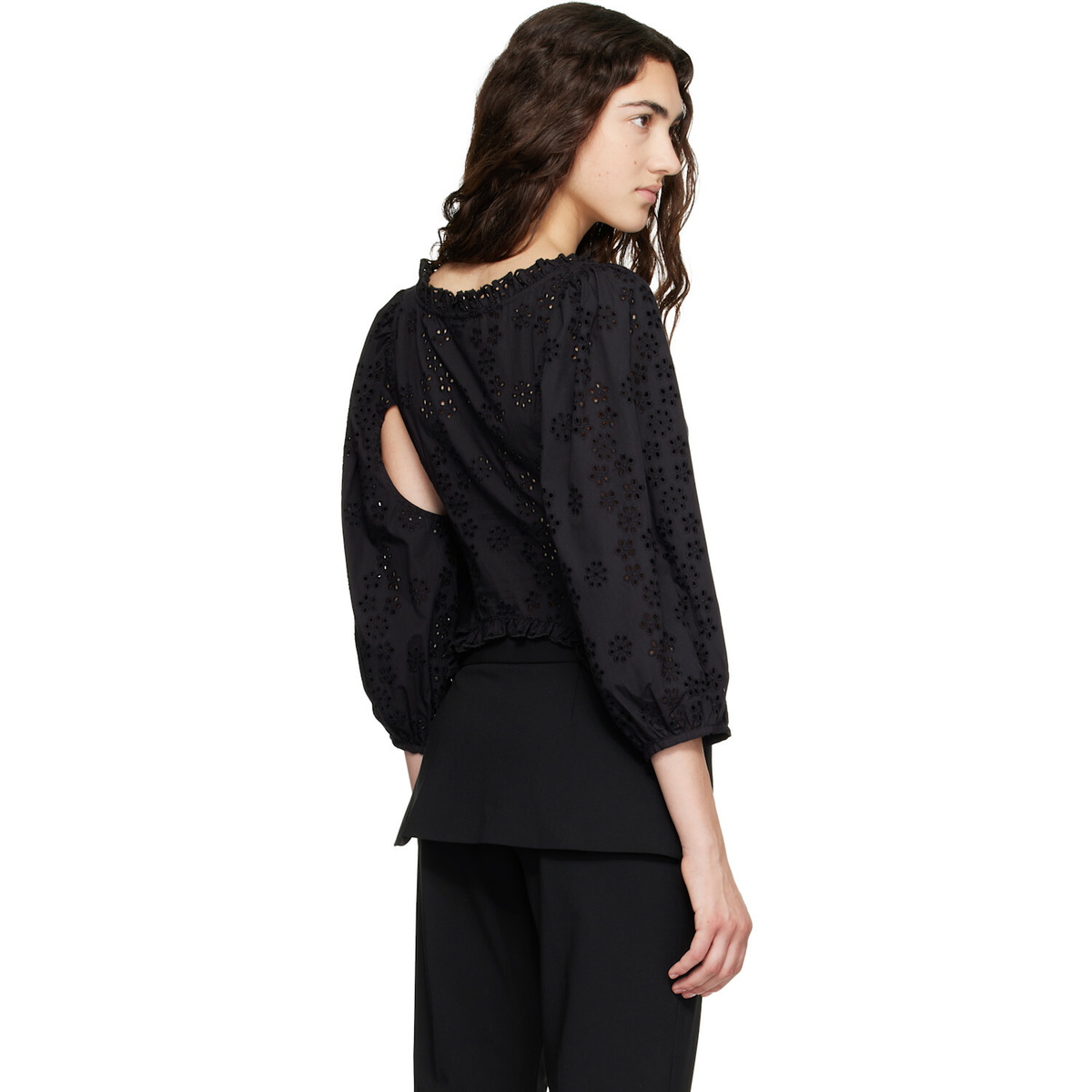 Sandy Liang Black Palisade Blouse