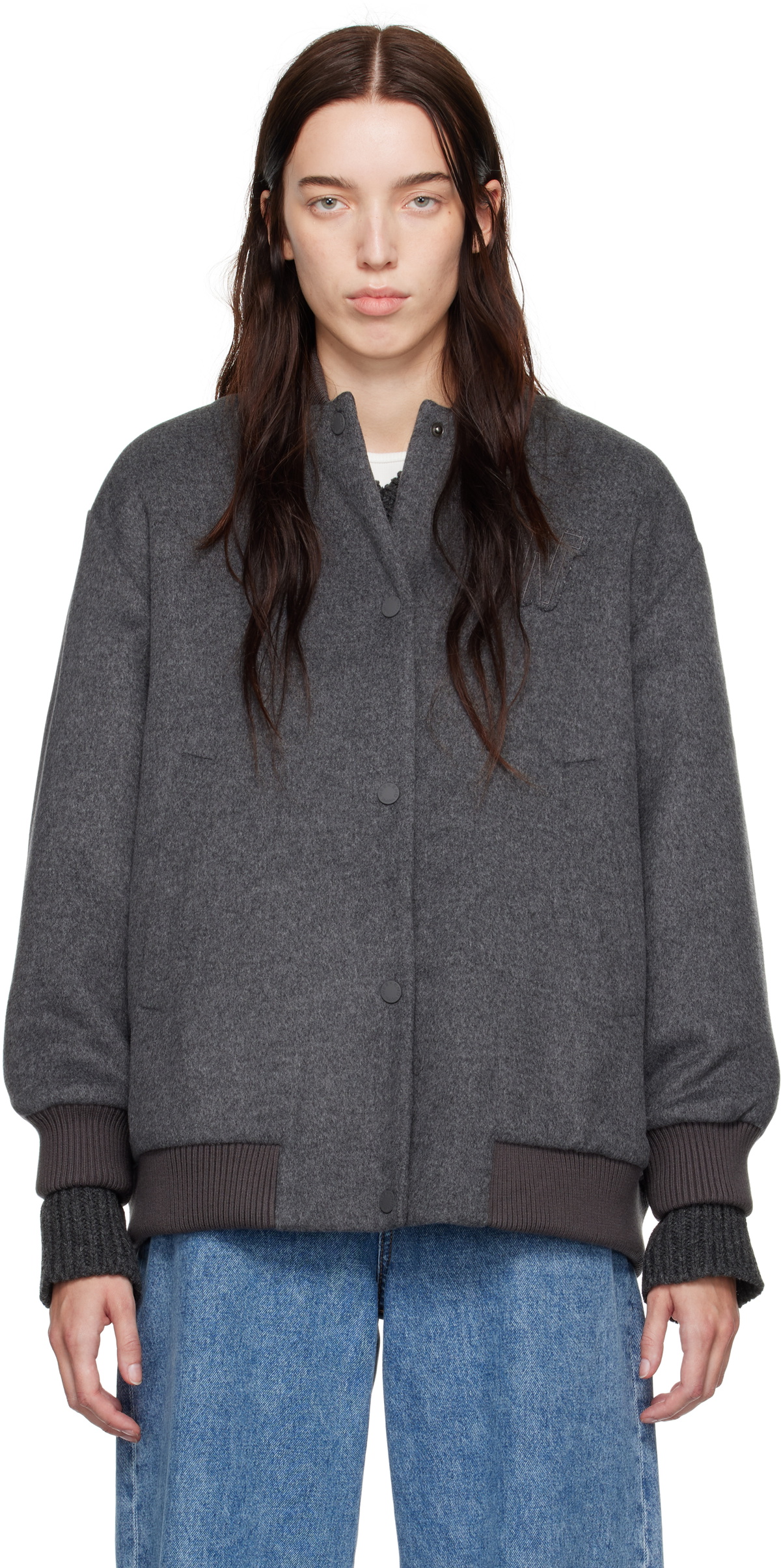 ジャケット Weekend Black Wool Adorni Bomber Jacket Weekend Max Mara Gray Adorni Bomber Jacket Weekend Max Mara